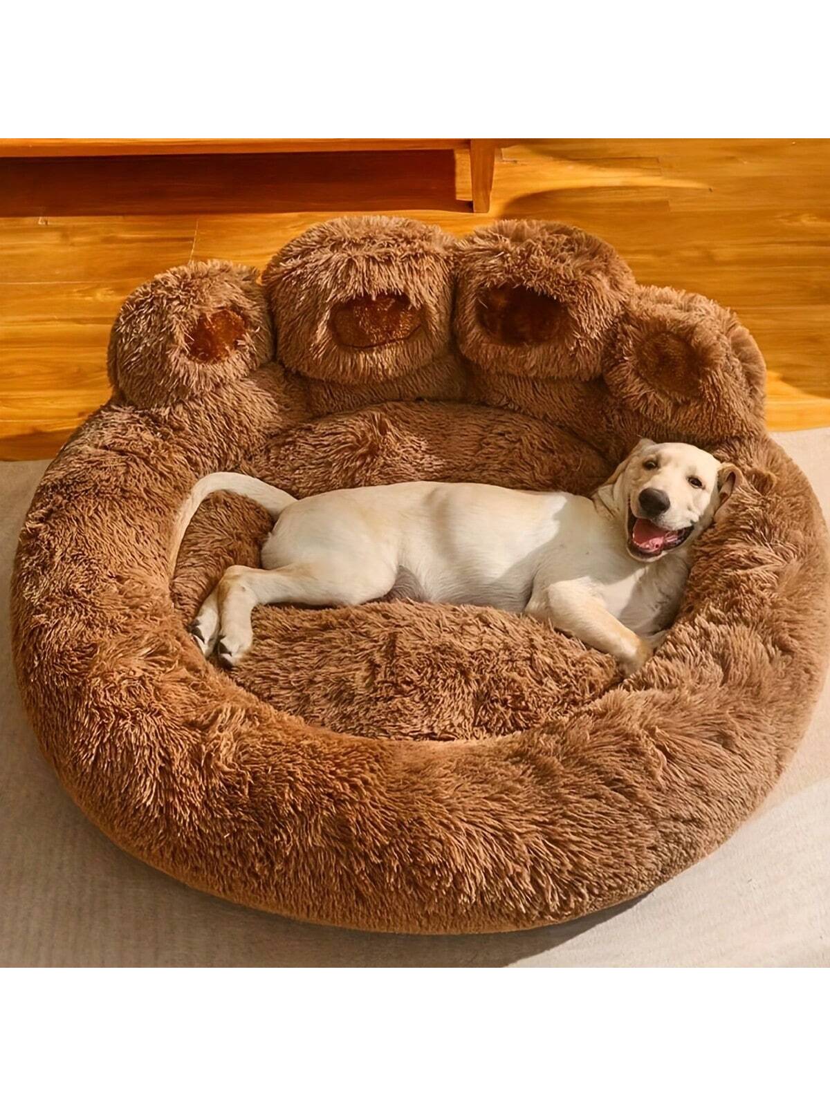 27in 35in 43in Calming Dog Beds For Large Dogs, Faux Fur Donut Cuddler Dog Bed, Round Fluffy Pillow, Washable Pet Bed For Dogs