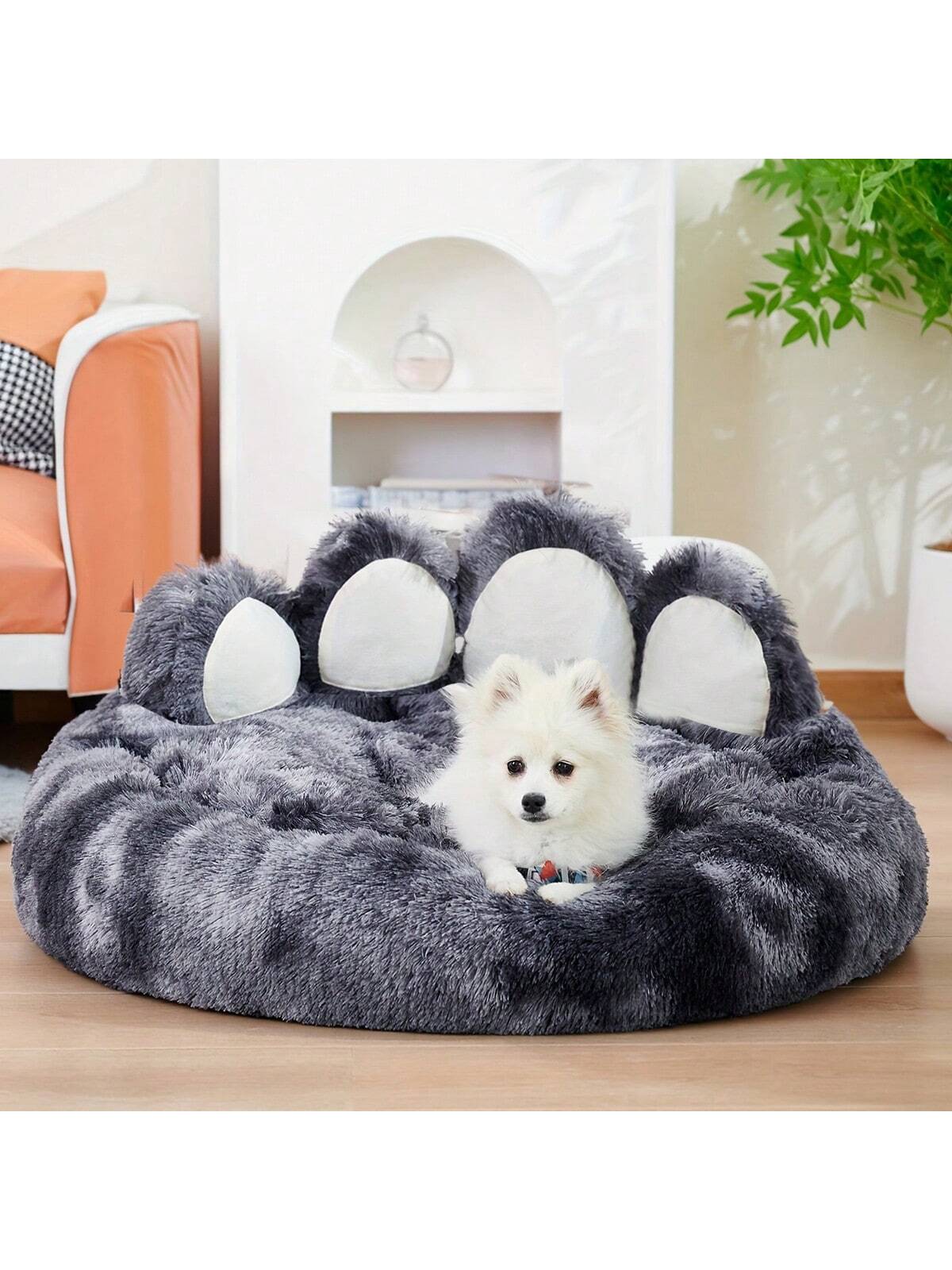 27in 35in 43in Calming Dog Beds For Large Dogs, Faux Fur Donut Cuddler Dog Bed, Round Fluffy Pillow, Washable Pet Bed For Dogs