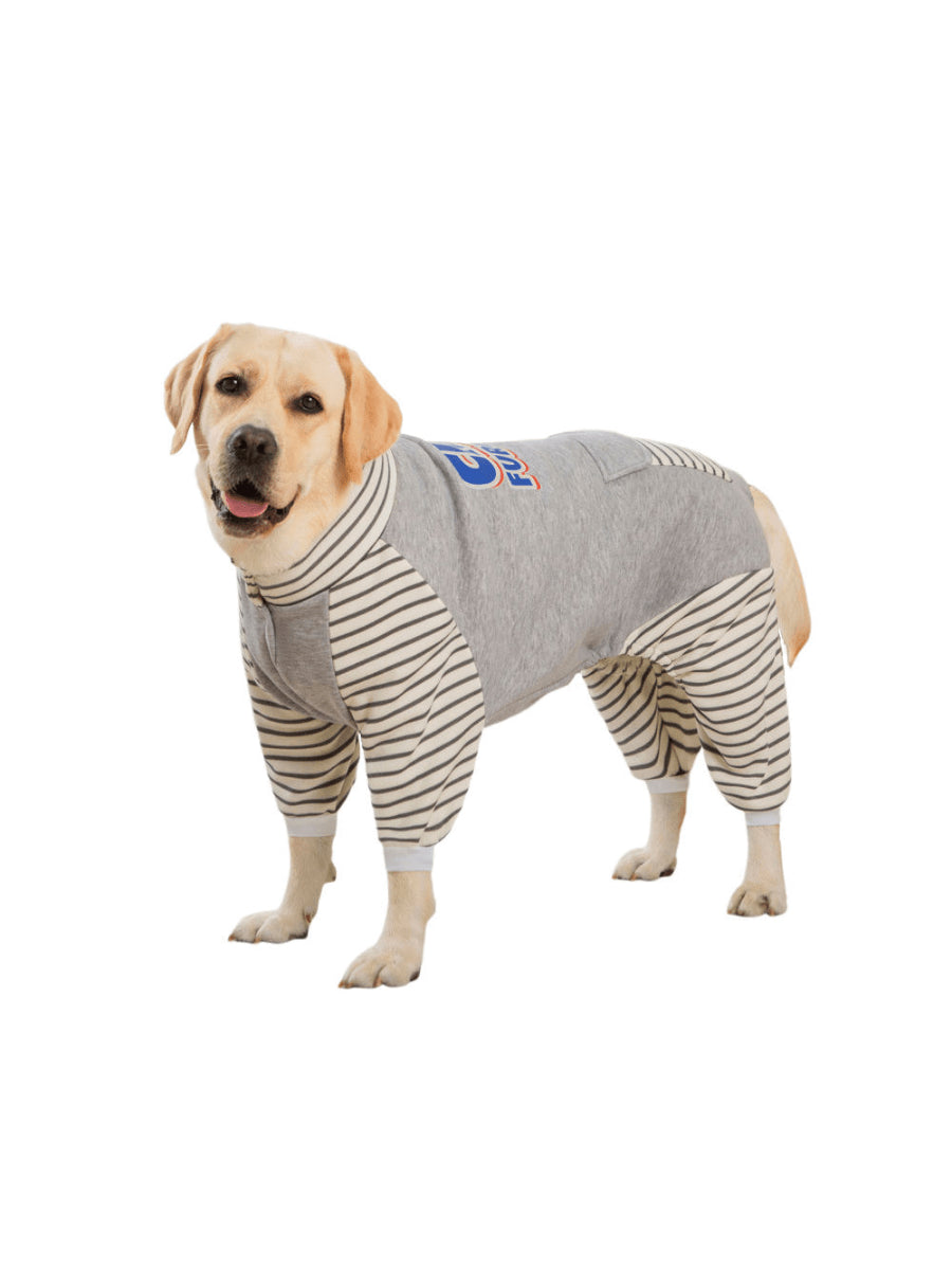 XL-8XL Large Dog Clothes Stripe Turtleneck Dog Jumpsuit Warm Plush Lined Dog Pajamas For Medium Large Dogs Pet Pitbull