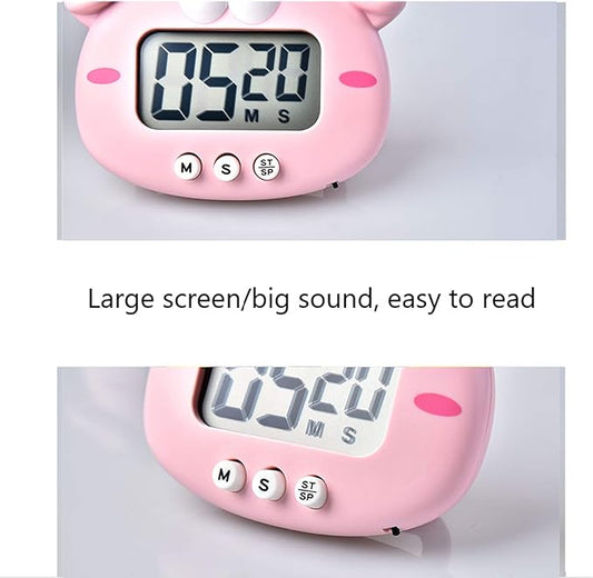 Kitchen Timer, Cute Cartoon Animal Countdown Timer, Digital Cooking Timer with Magnetic, LCD Large-Screen Visual Clock, Hangable Alarm Clock with Stand,for Cooking Bake Sport Game (Timer-XZ)
