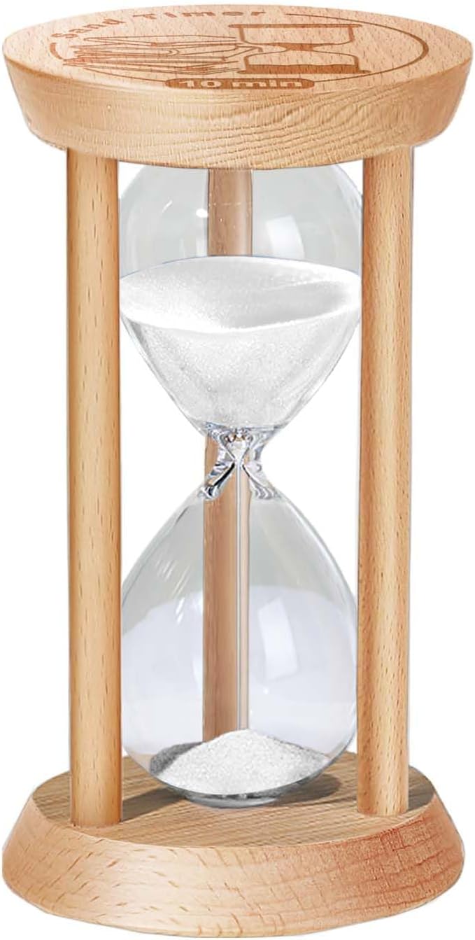 30 Minute Sand Timer Hourglass, 30 Min Wooden Sand Clock, Three Minute Wood Hour Glass, Mini Reloj De Arena, Small Sandglass for Toothbrush Timer, Cooking, Decorative, Work, Game, Gift, White
