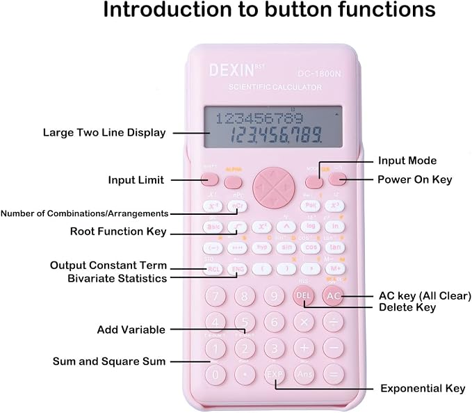 Scientific Calculators for Students, 240 Functions 2-Line Standard Scientific Calculator, Cute School Office Supplies,Math Calculator for School (Blue)