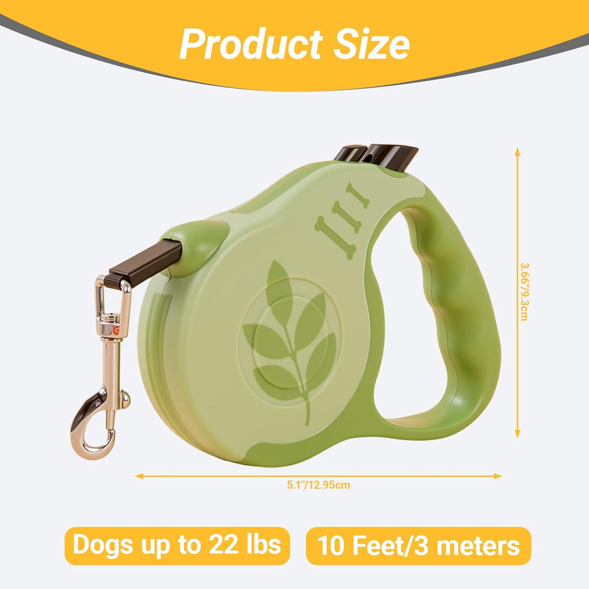 Retractable Dog Leash with Non-Slip Handle, 10 FT Automatic Telescopic Tractor with Atuo Locking Botton,Durable Pet Tape for Small and Medium-Sized Dogs Green
