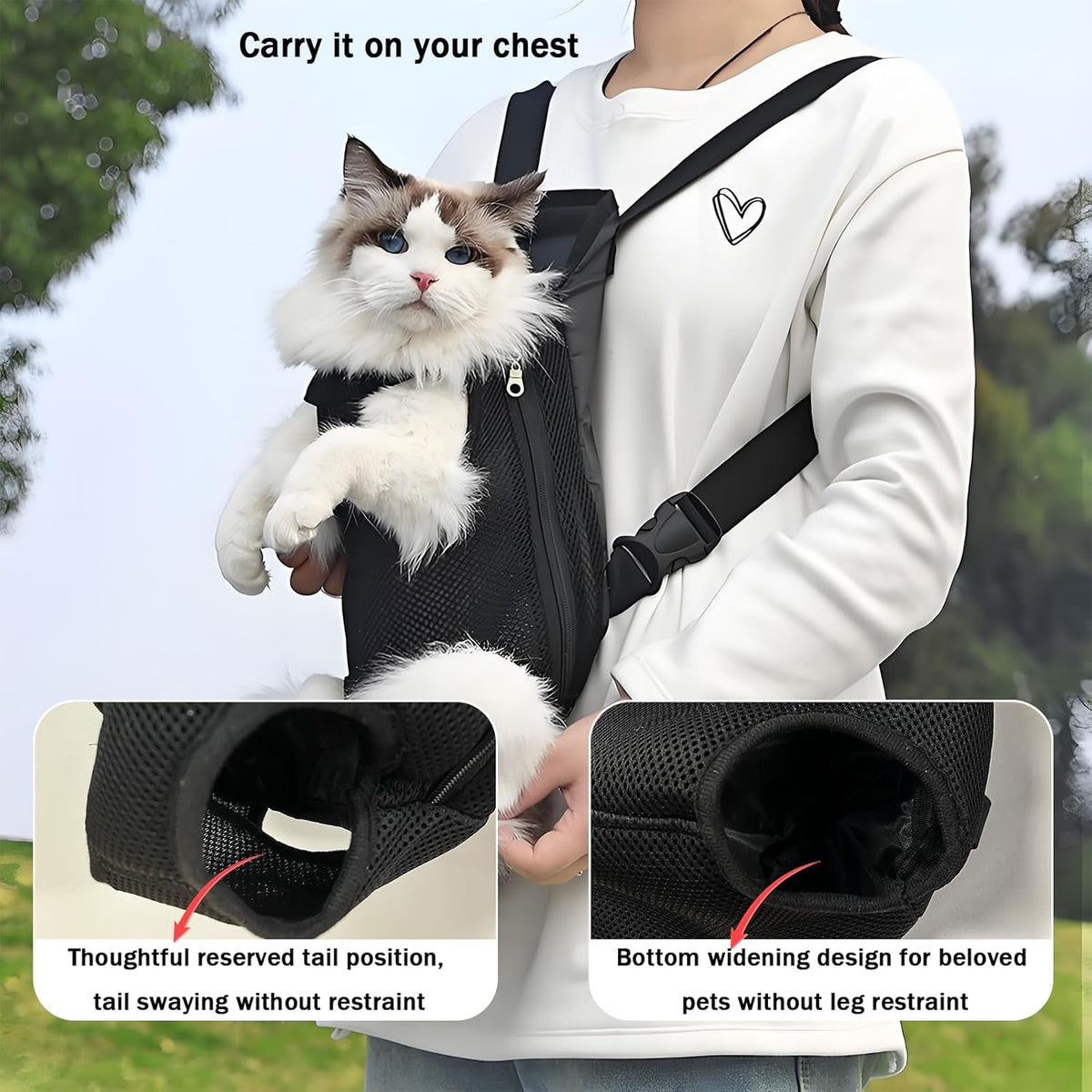 Pet Carrier Backpack, Adjustable Pet Front Carriers for Small Medium Dogs Cats 5-18 Lbs, Legs Out, Dog Cat Carrier Backpack for Hiking,Camping,Traveling,Cycling (Black,Large(Fit:10-18lb))