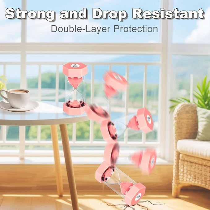 Hourglass 45 Minute Sand Timer, Plastic Sand Clock 45 Min, Unbreakable Colorful Hour Glass Sandglass for Classroom Gmaes Decor (Pink)