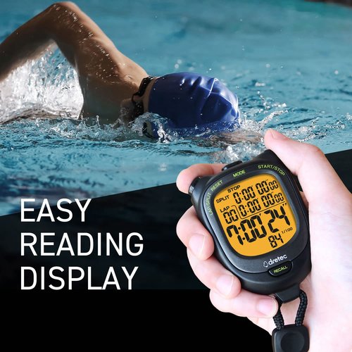dretec Digital Stopwatch Waterproof Backlight Black