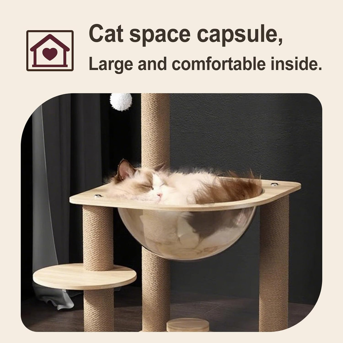 Indoor Cat & Kittens Multi-Level Climbing Activity Tower with Scratching Posts, Selected Wood and Sisal,Cat Tree Large (24.7inH) -cat House Beige