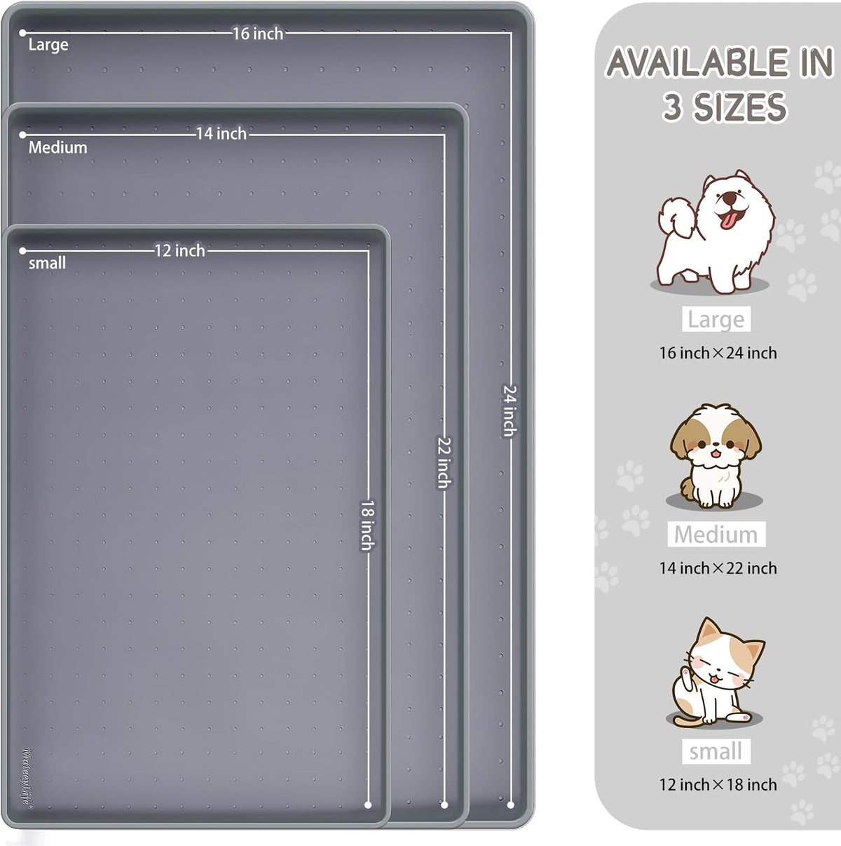 MateeyLife 2PCS Small Lick Mat for Dogs and Cats and MateeyLife Silicone Cat & Dog Food Mat for Floors Waterproof