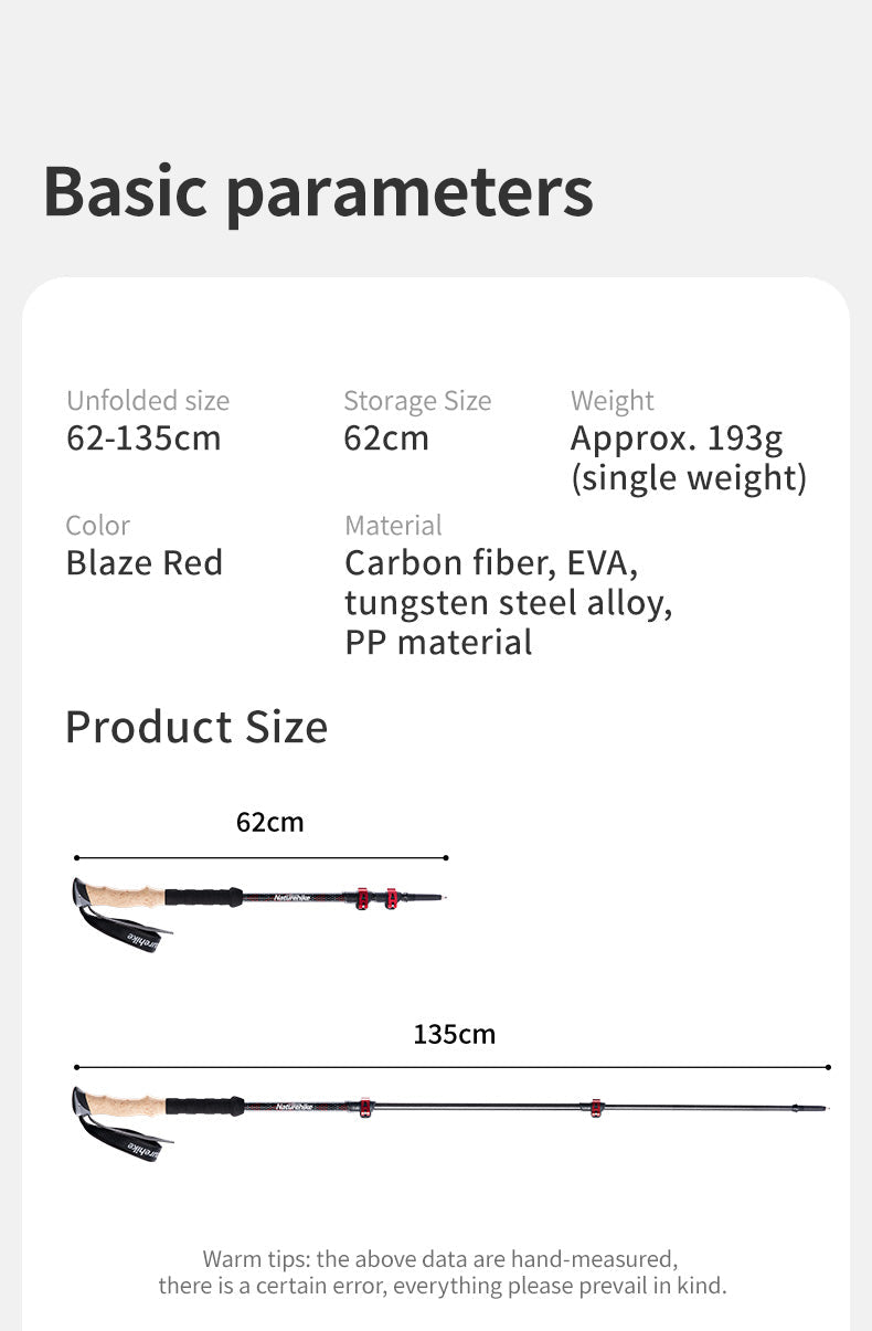Far Wind™ Three-section Telescopic Carbon Trekking Pole