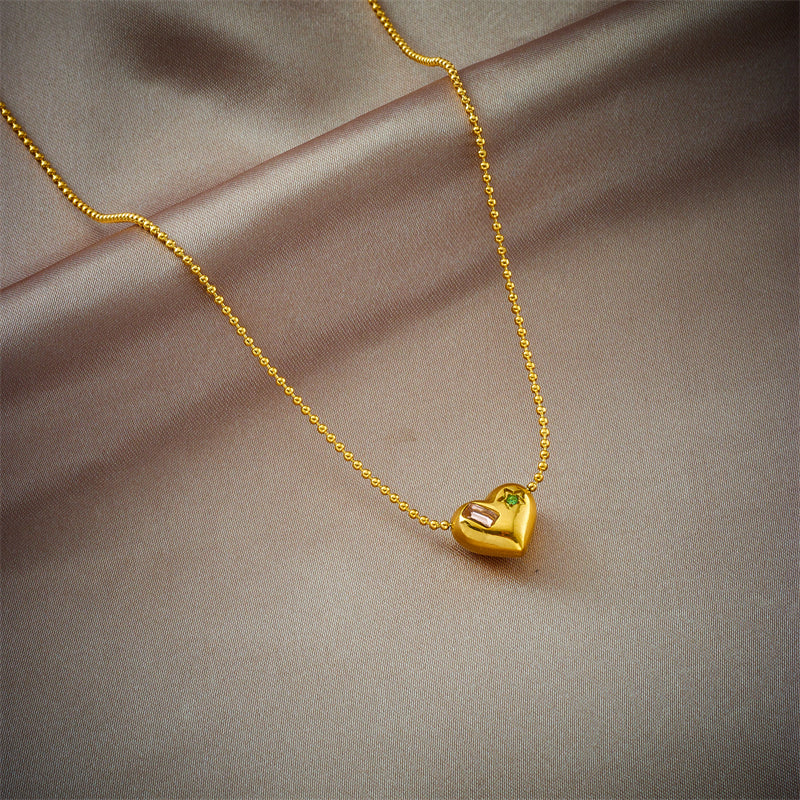 IL - Gold Stainless Steel Heart Pendant Necklace