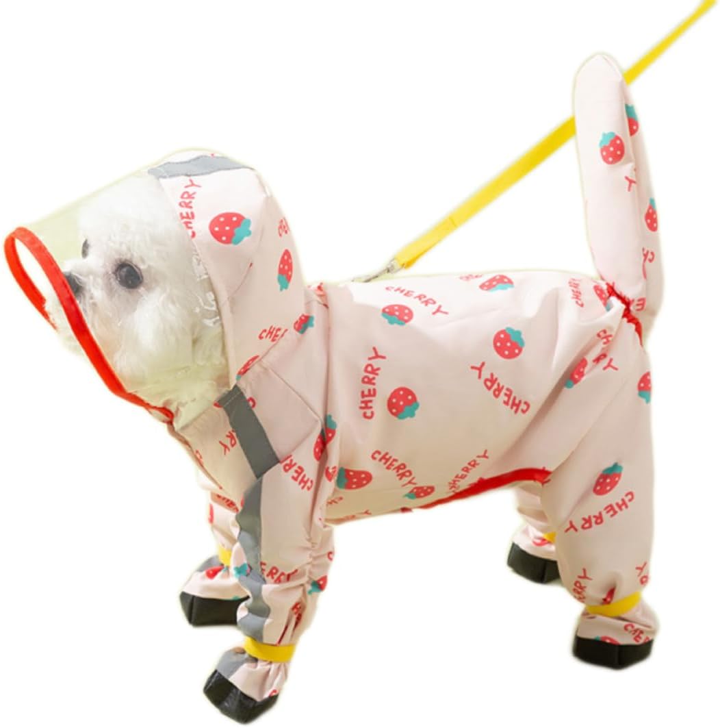 Waterproof Dog Raincoat,Full Coverage 4 Legs Dog Rain Jacket for Small Dogs,Pet Rain Coat with Hood,Reflective Strips&Leash Hole Outdoor Raincoat (Medium(for Weight 5.1-8.1 lb), Blue)