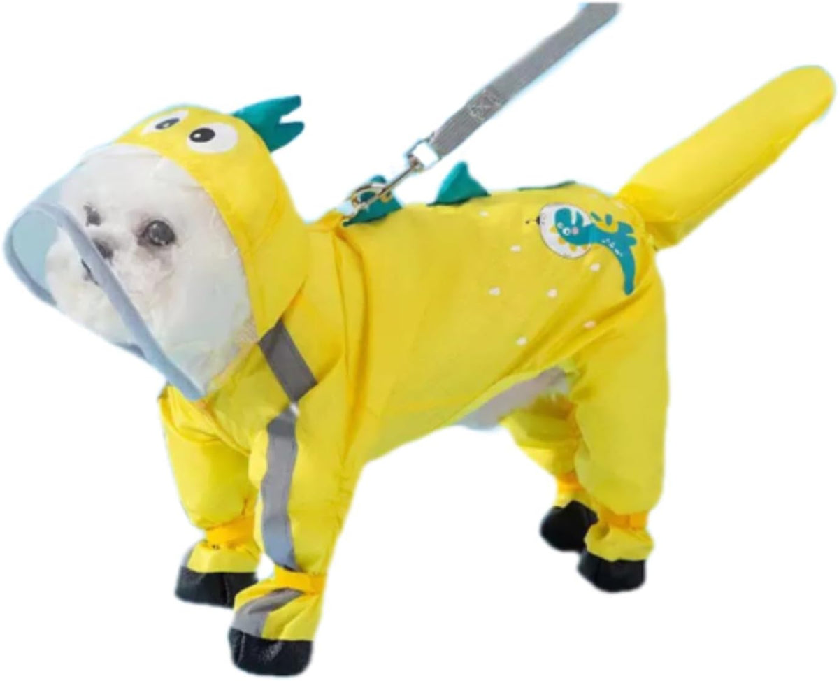 Waterproof Dog Raincoat,Full Coverage 4 Legs Dog Rain Jacket for Small Dogs,Pet Rain Coat with Hood,Reflective Strips&Leash Hole Outdoor Raincoat (Medium(for Weight 5.1-8.1 lb), Blue)