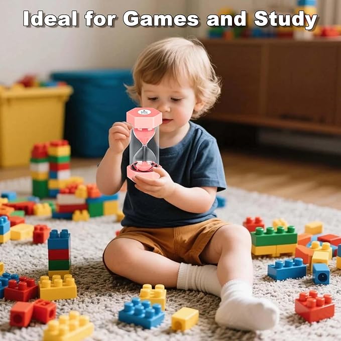 Sand Timer 15 Minute Hourglass, Unbreakable Hexagon Sand Clock 15 Min, Reloj De Arena 15 Minutos, Plastic Green Hour Glass Sandglass for Classroom Game Decoration (Pink)