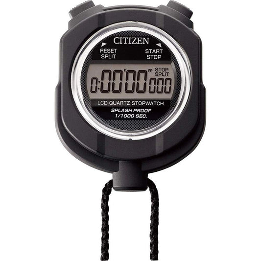 RHYTHM Citizen 8RDA55‑002 Digital Stopwatch, Rain‑Resistant Water‑Repellent, Black, Sports Training Timer